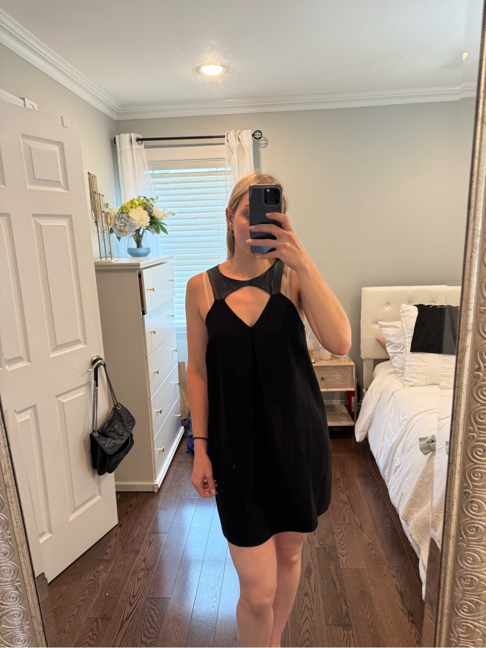 BCBG Sleeveless Black Keyhole Shift Dress